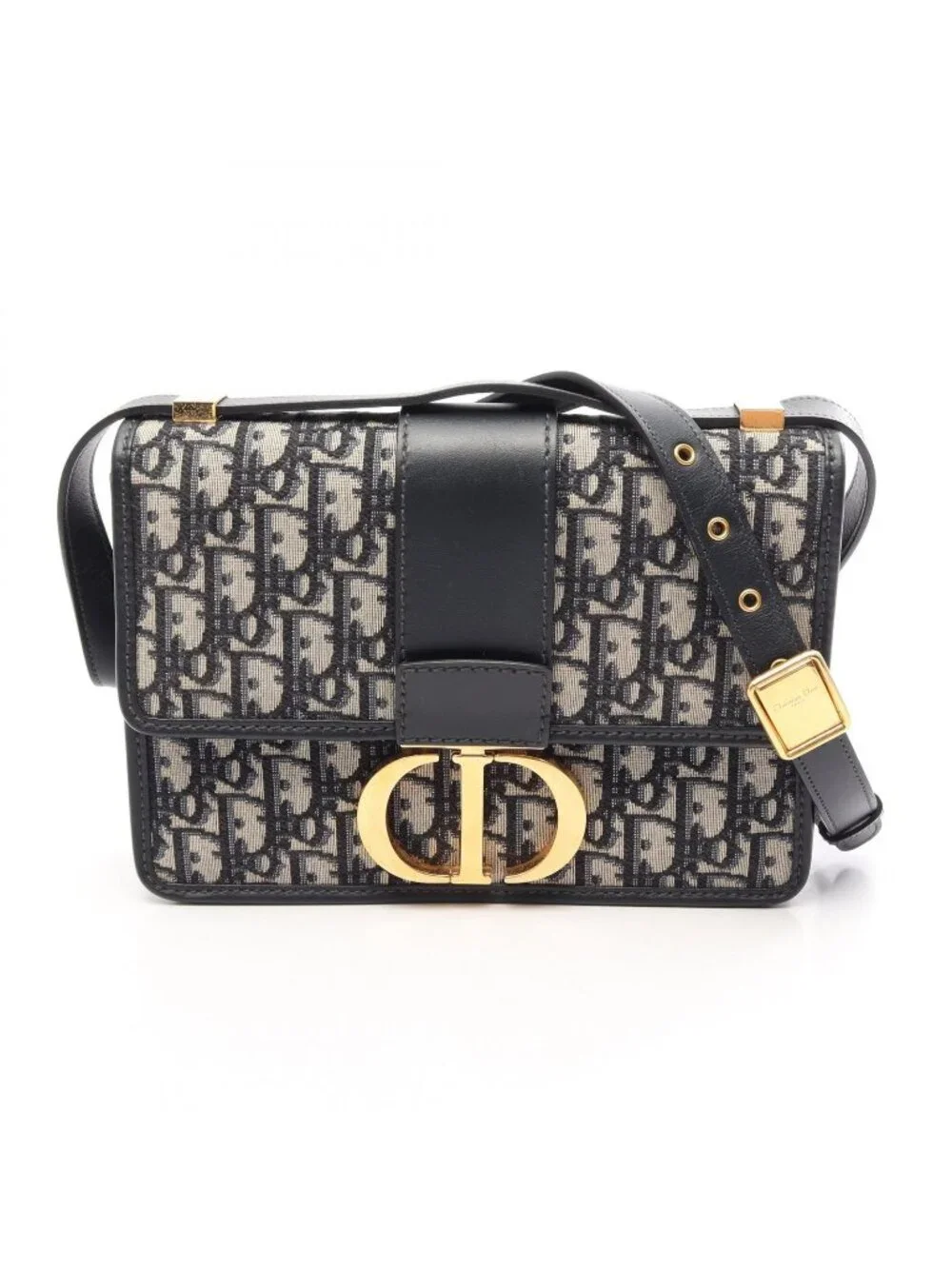 Dior Shoulder Bag 30 Montaigne Oblique Navy Canvas Leather